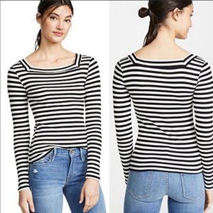 Frame Striped Squareneck Ribbed Top